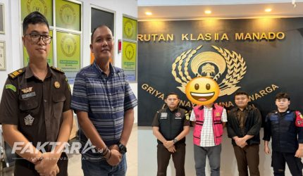 Kejari Kepulauan Talaud menetapkan Ronal Rando sebagai tersangka kelima kasus dugaan korupsi pengadaan tanah.(foto: sintya*)